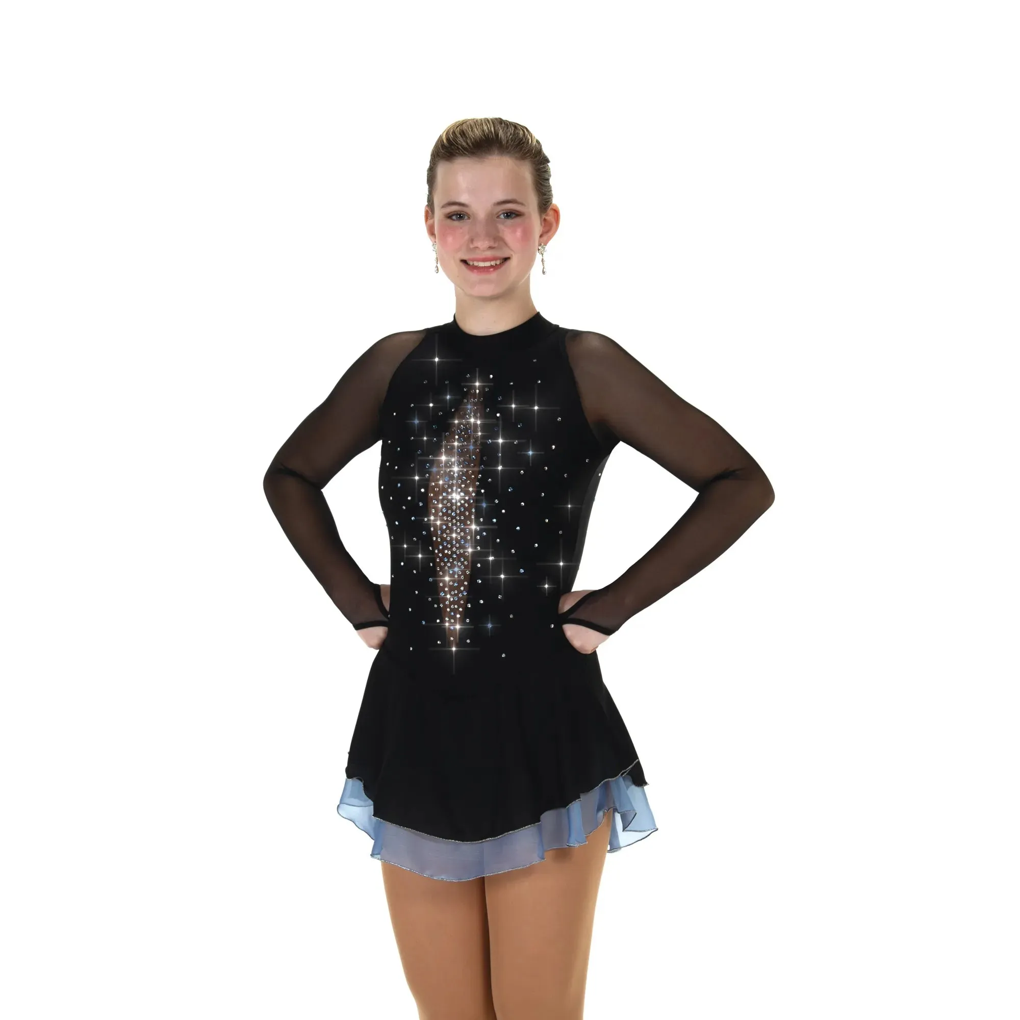 F24022R Competition Figure Skating Accent Skirt Dress CRYSTALLED - Garnet