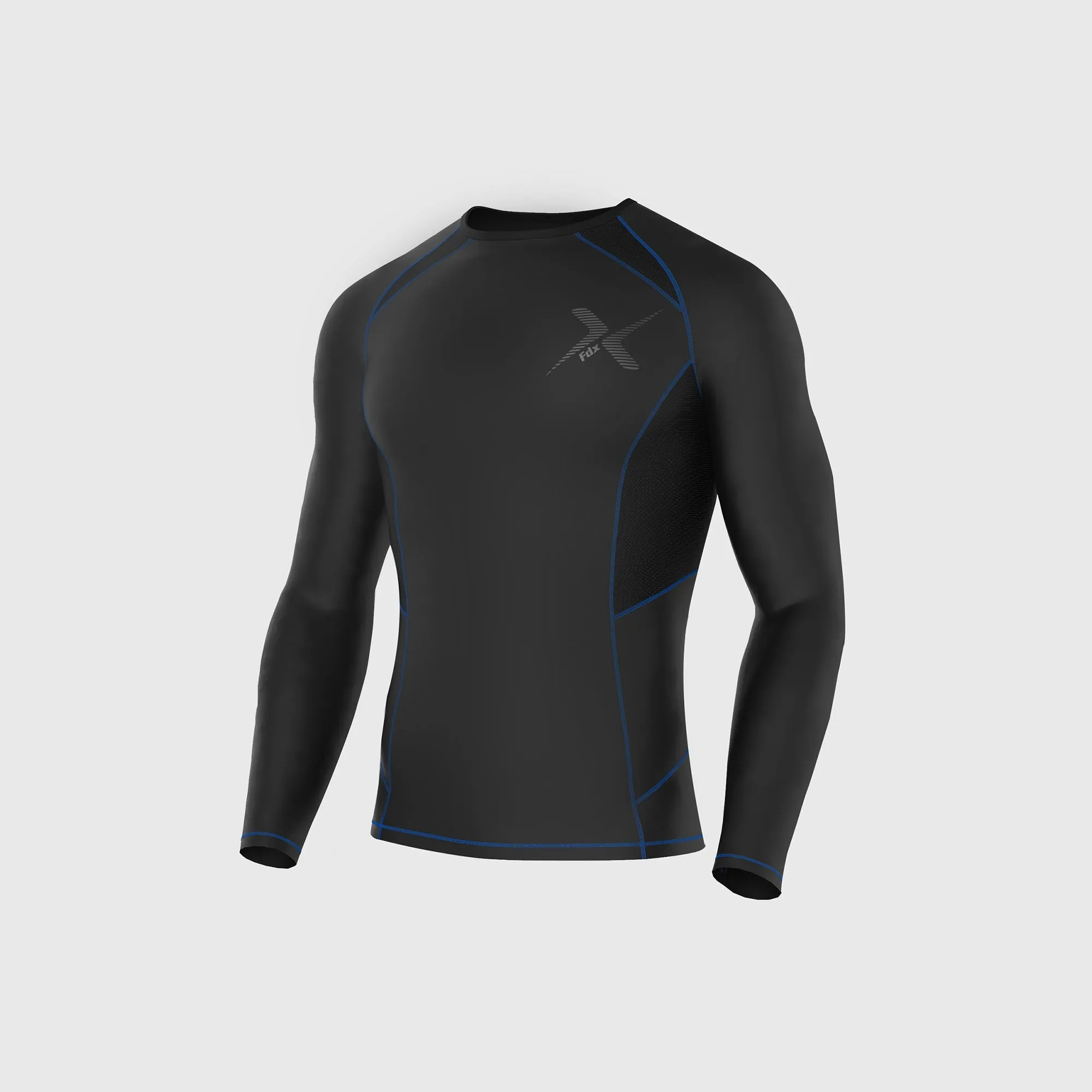 Fdx Recoil Blue Men's & Boy's Long Sleeve Base Layer Thermal Winter Compression Top