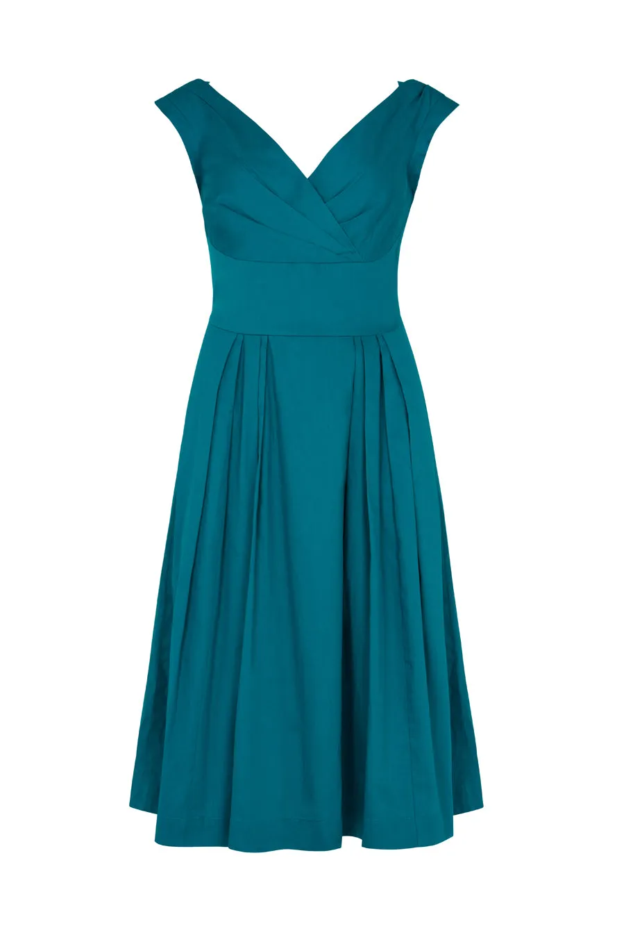 Florence Cotton Satin Blue Topaz Dress