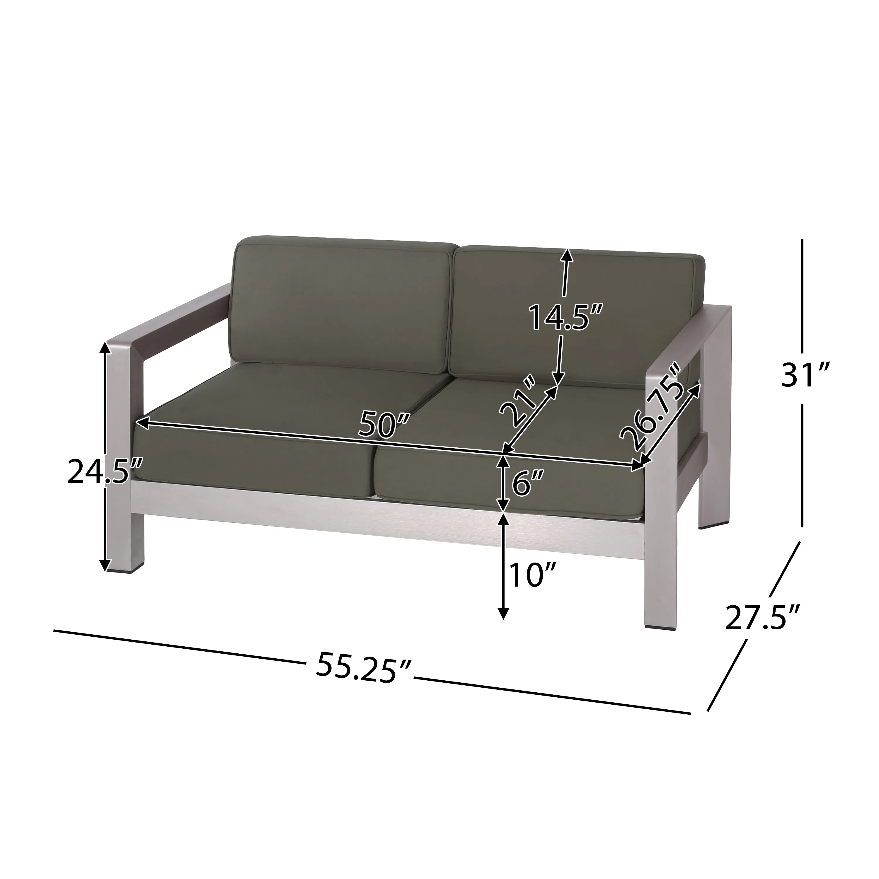 Gianelle Outdoor Modern 4 Seater Aluminum Chat Set with Fire Pit and Tank Holder