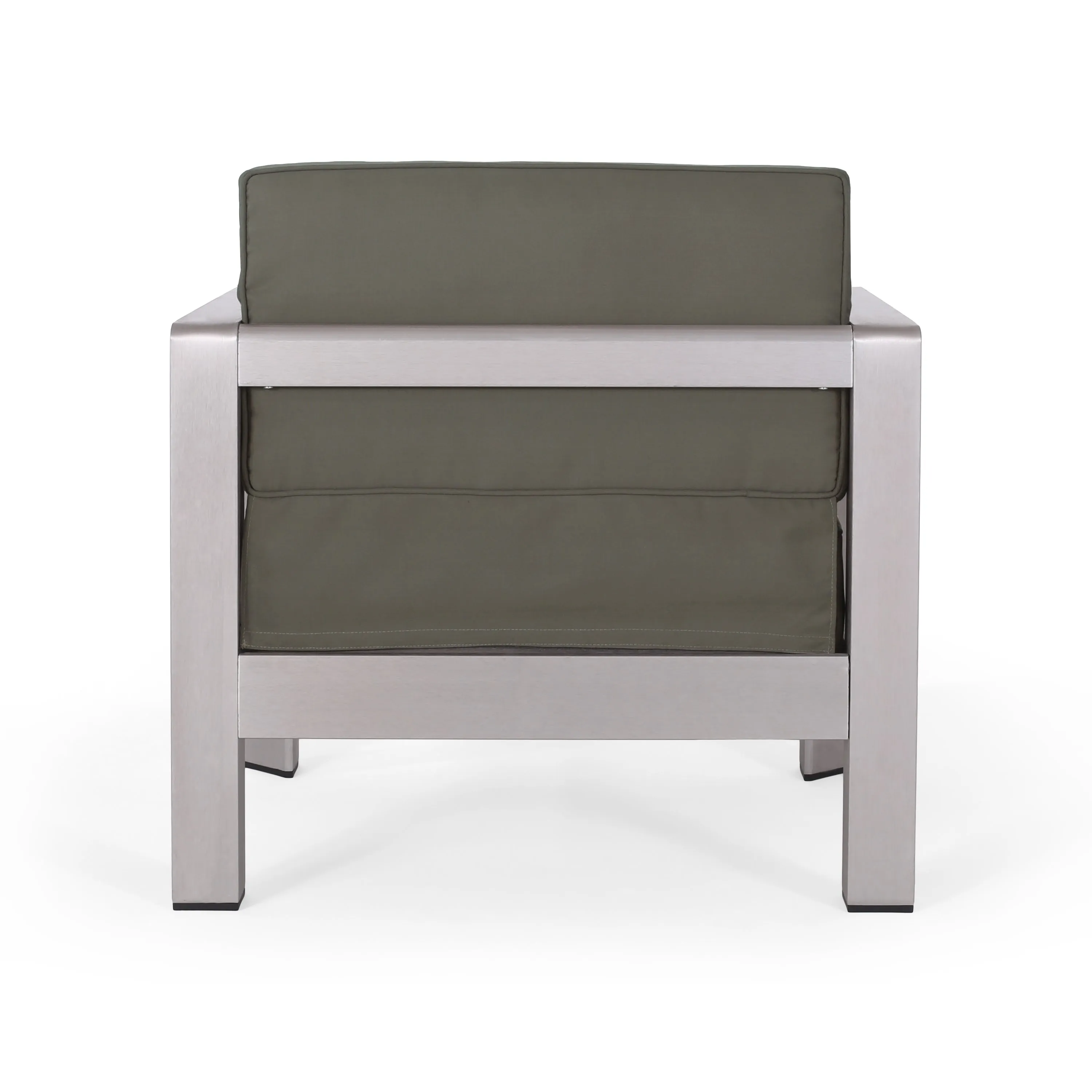 Gianelle Outdoor Modern 4 Seater Aluminum Chat Set with Fire Pit and Tank Holder