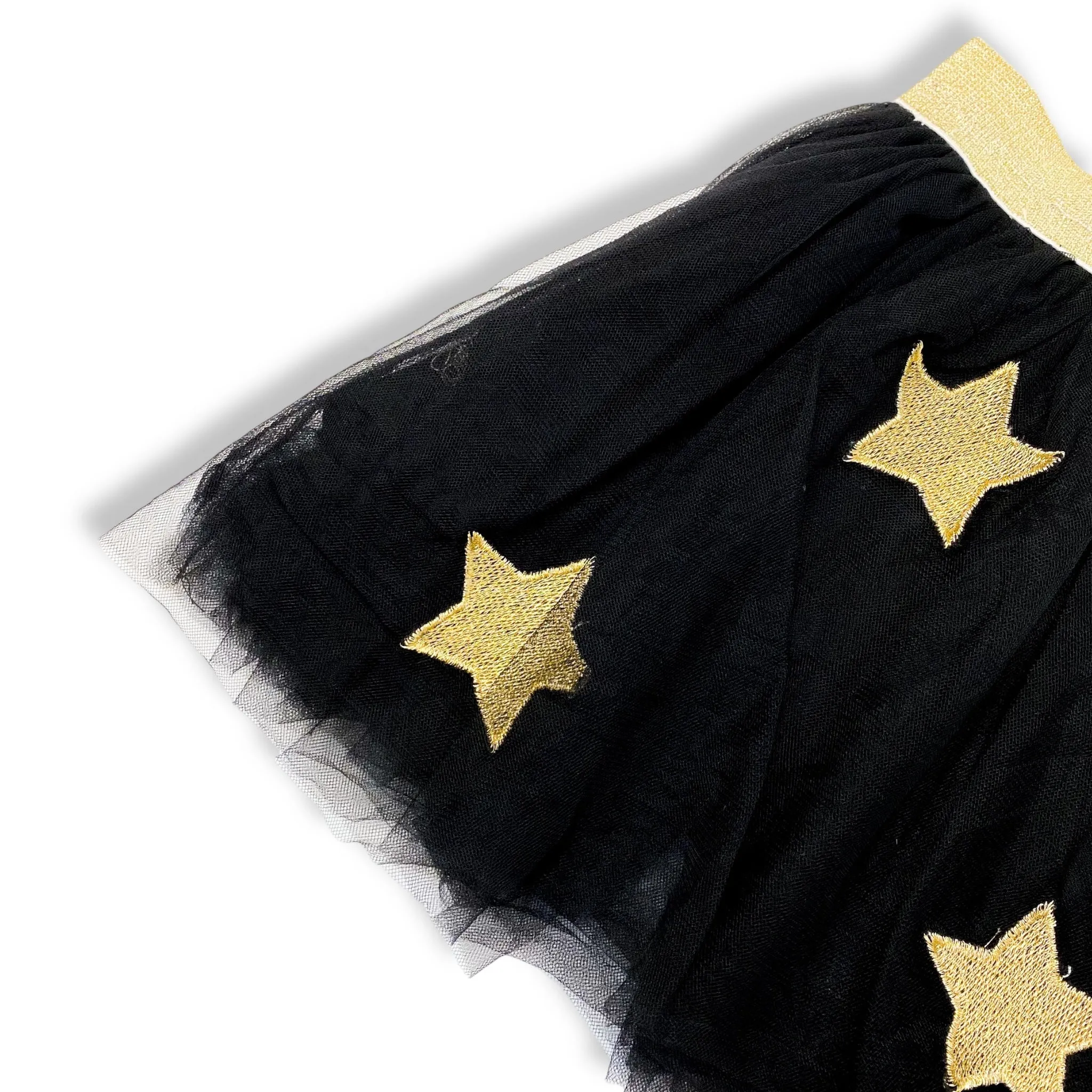 Gold Star Patch Tutu Skirt - Black