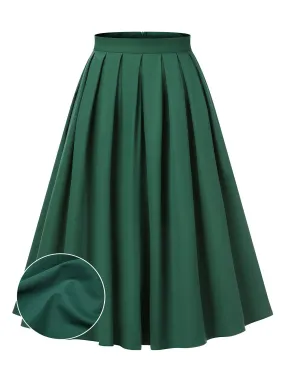 Green 1950s Solid Pleated Skirts