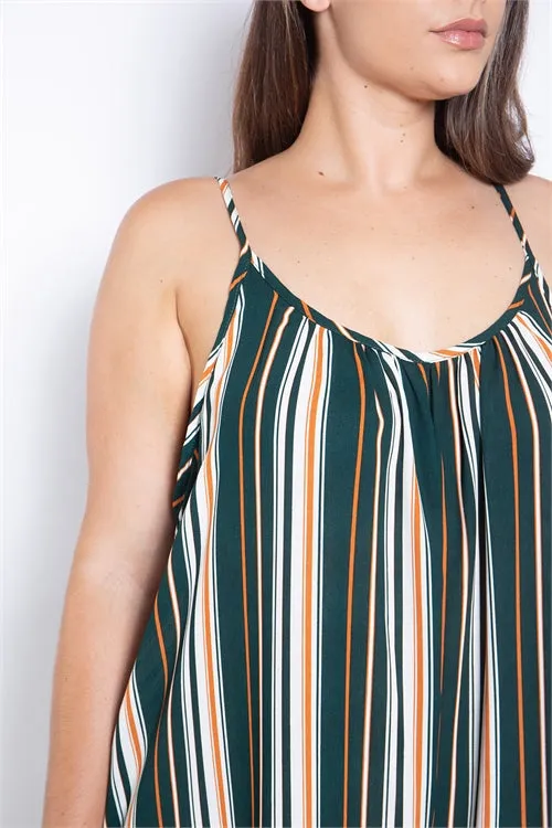 Green Stripe Plus Size Jumpsuit