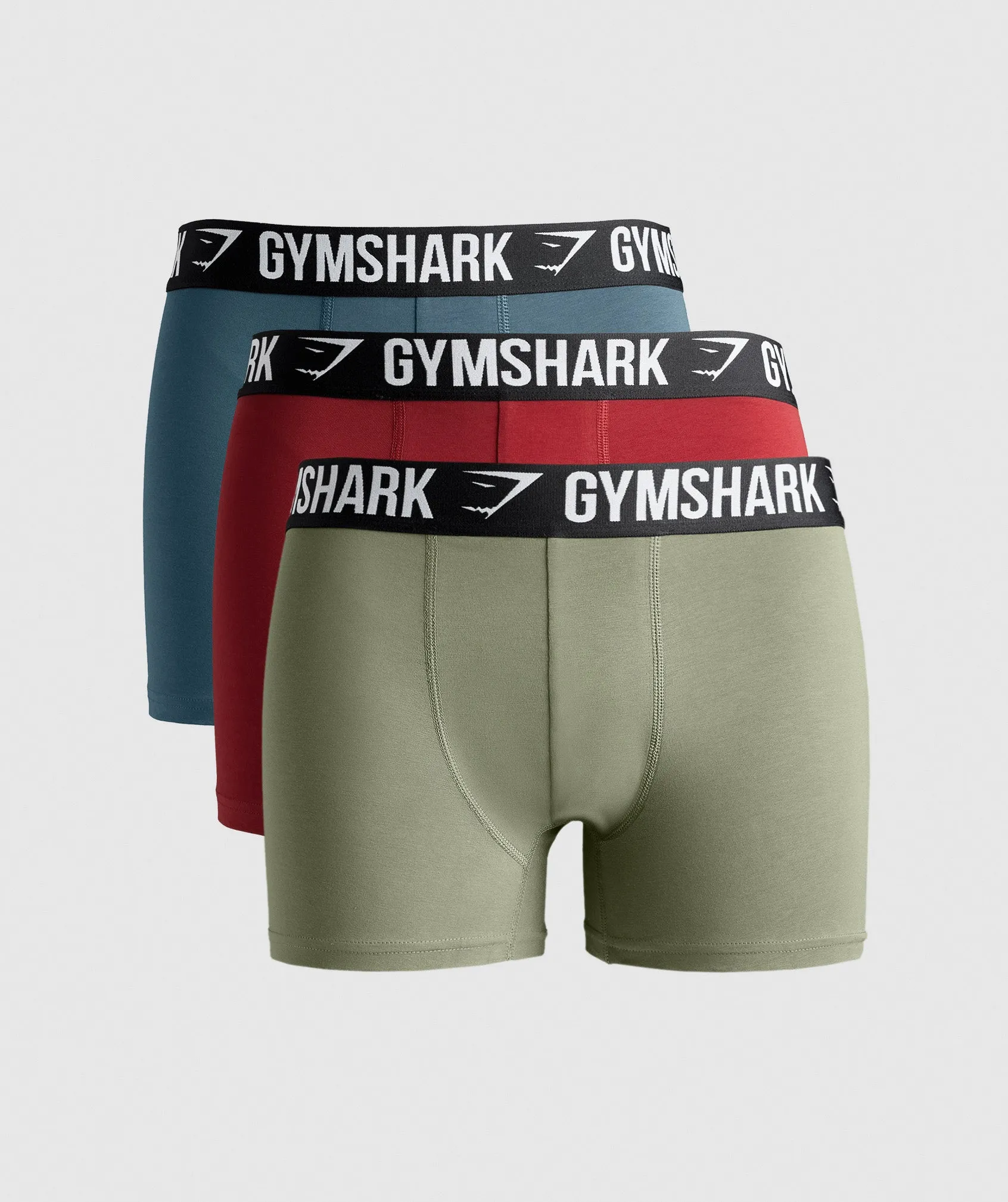 Gymshark Boxer Brief 3PK - Utility Green/Cargo Blue/Reps Red