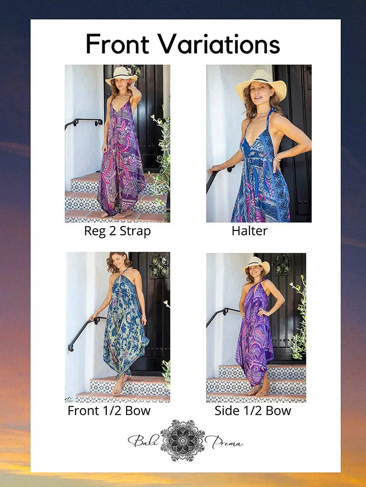 Gypsy Convertible Jumpsuit in Batik Periwinkle Rainbow Leaf