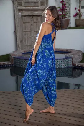 Gypsy Convertible Jumpsuit in Wax Batik Mint Palm