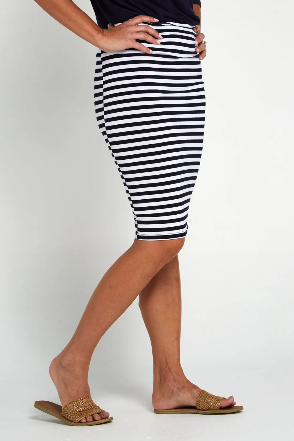 Hera Bamboo Skirt - Navy Stripe