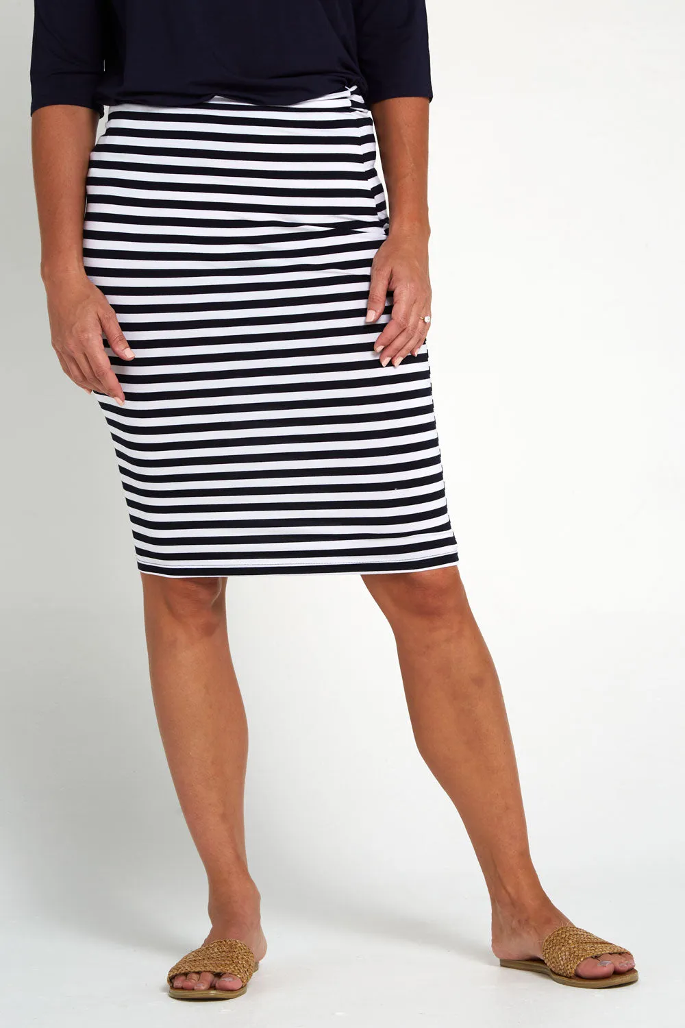 Hera Bamboo Skirt - Navy Stripe