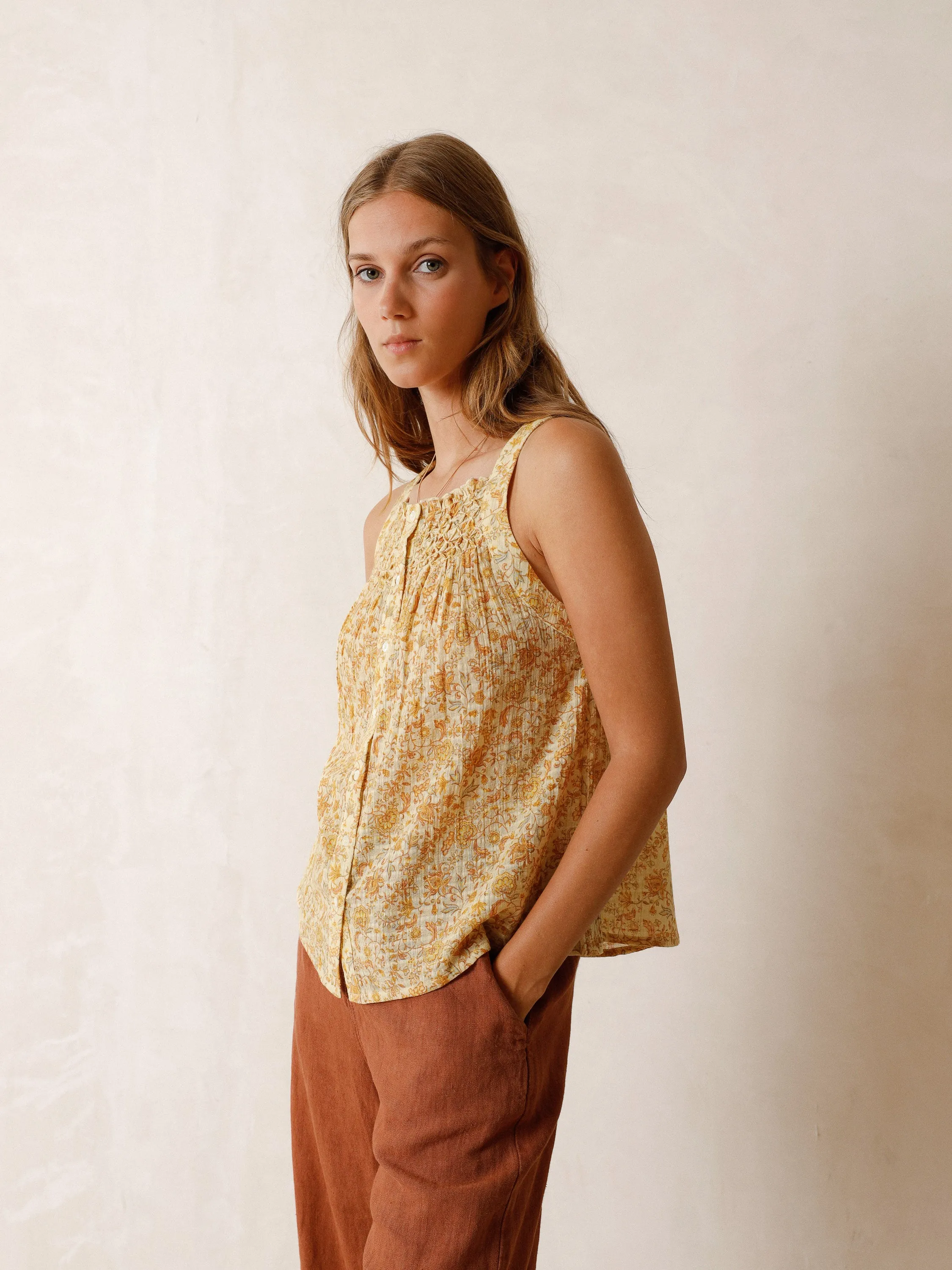 Indi & Cold Strappy Prairie Shirt in Vanilla