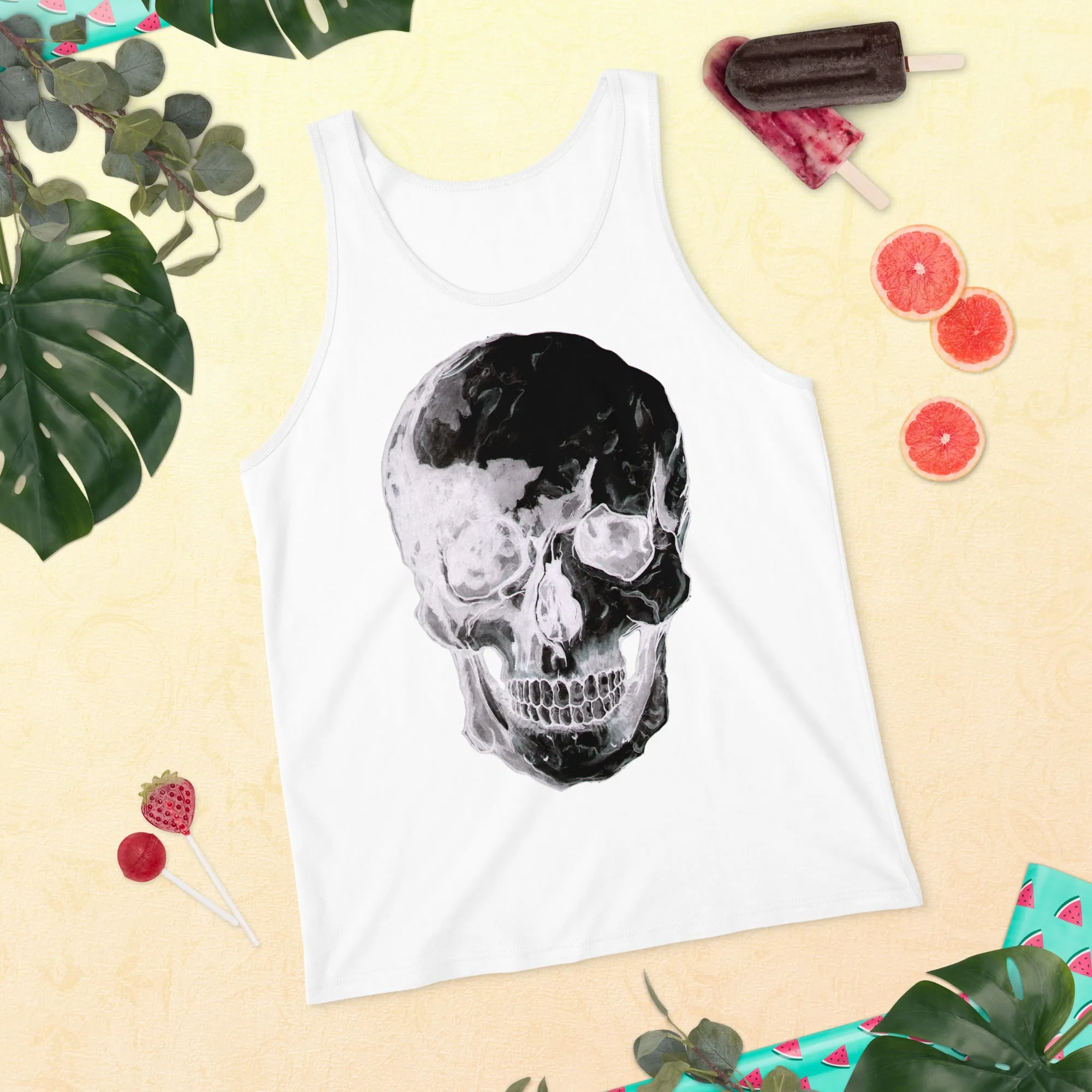 Inverted Skull Unisex Tank Top by Robert Bowen