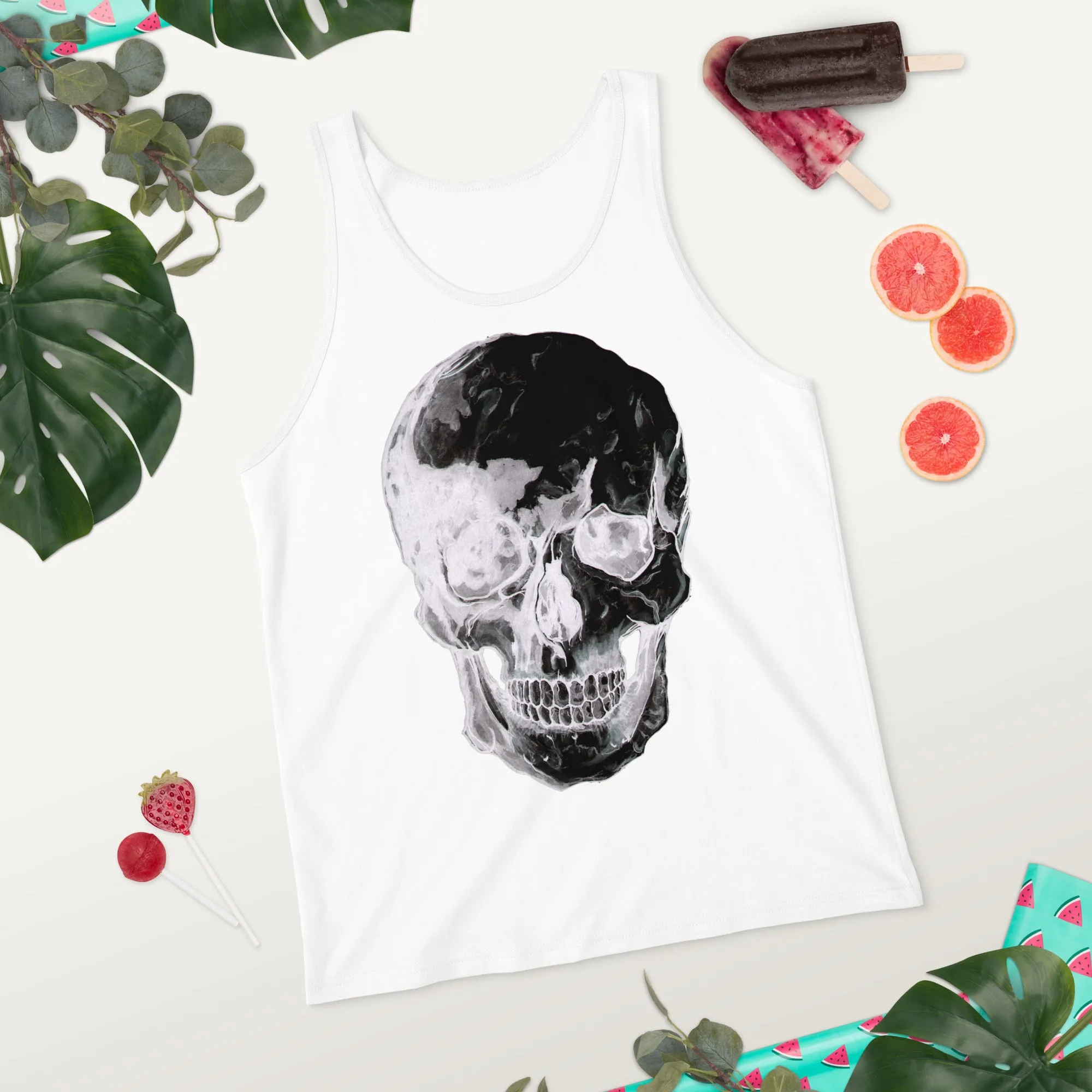 Inverted Skull Unisex Tank Top by Robert Bowen