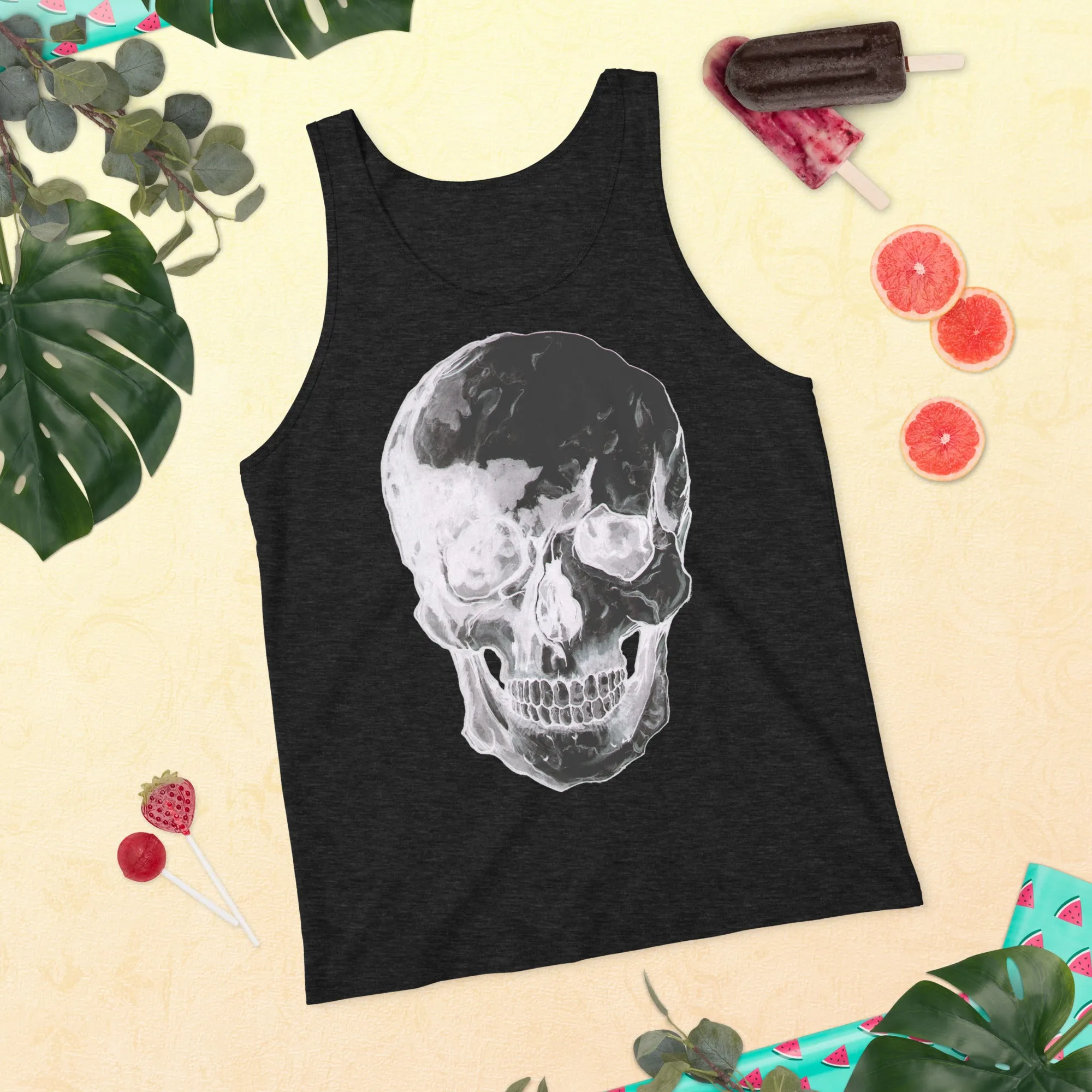 Inverted Skull Unisex Tank Top by Robert Bowen