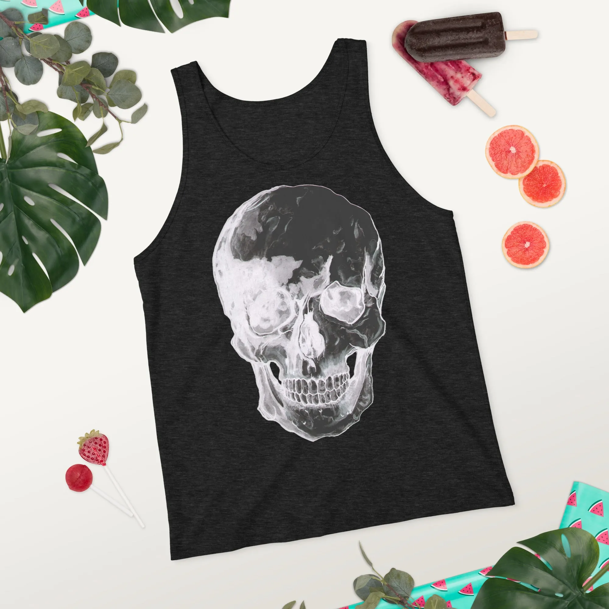 Inverted Skull Unisex Tank Top by Robert Bowen