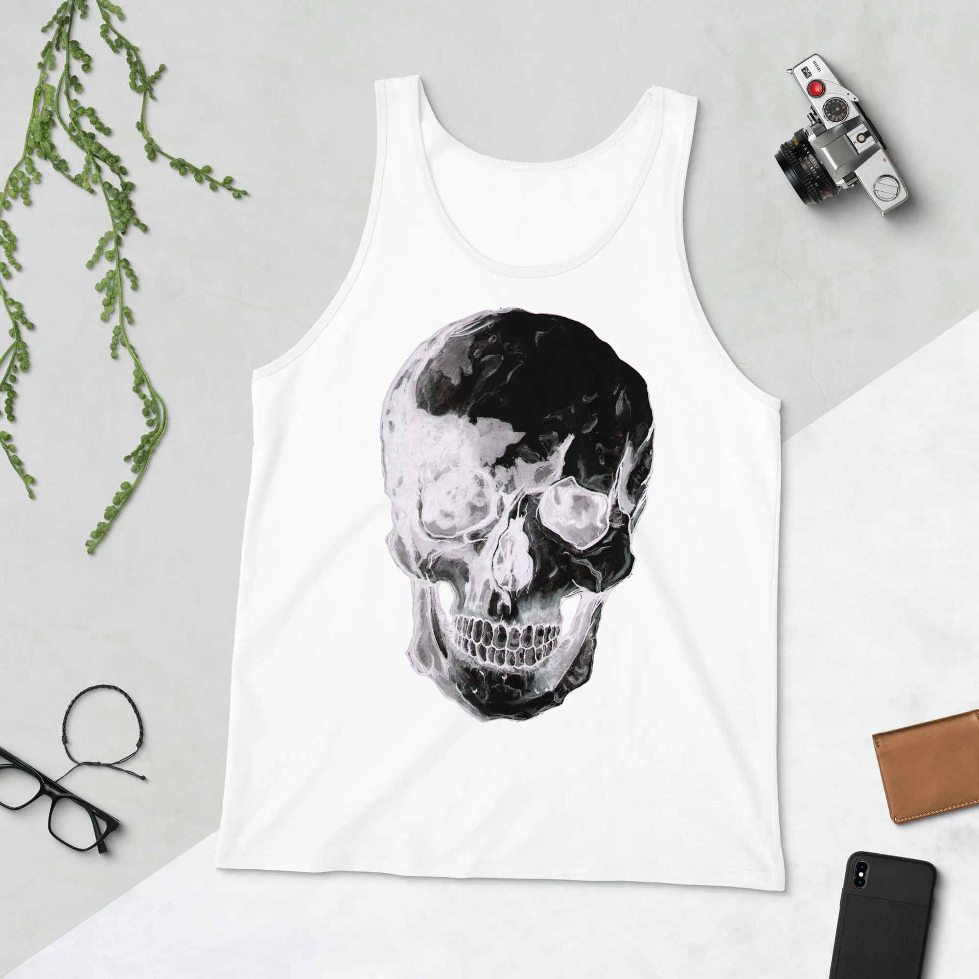 Inverted Skull Unisex Tank Top by Robert Bowen