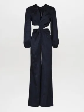 Joely Jumpsuit Navy Jacquard