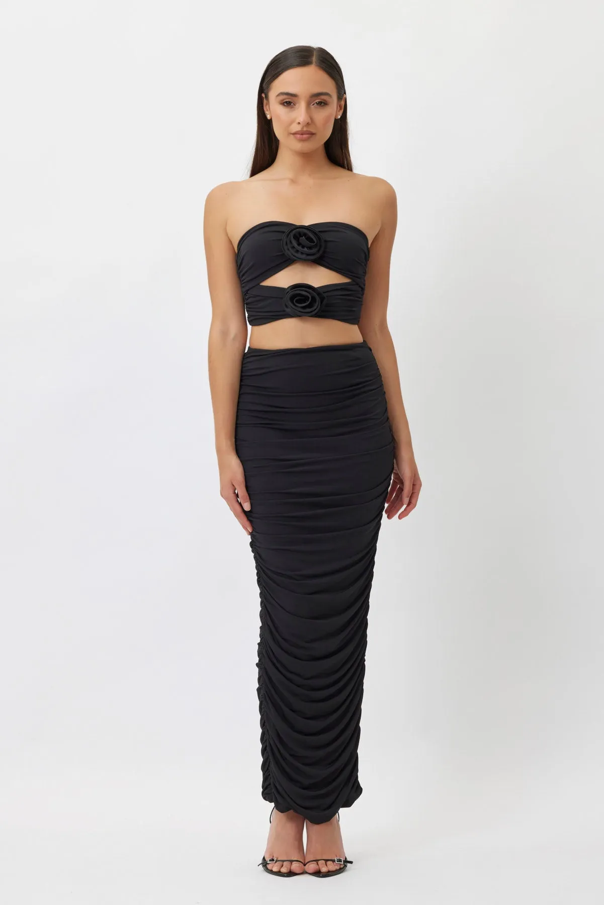 Julie Ruched Maxi Skirt