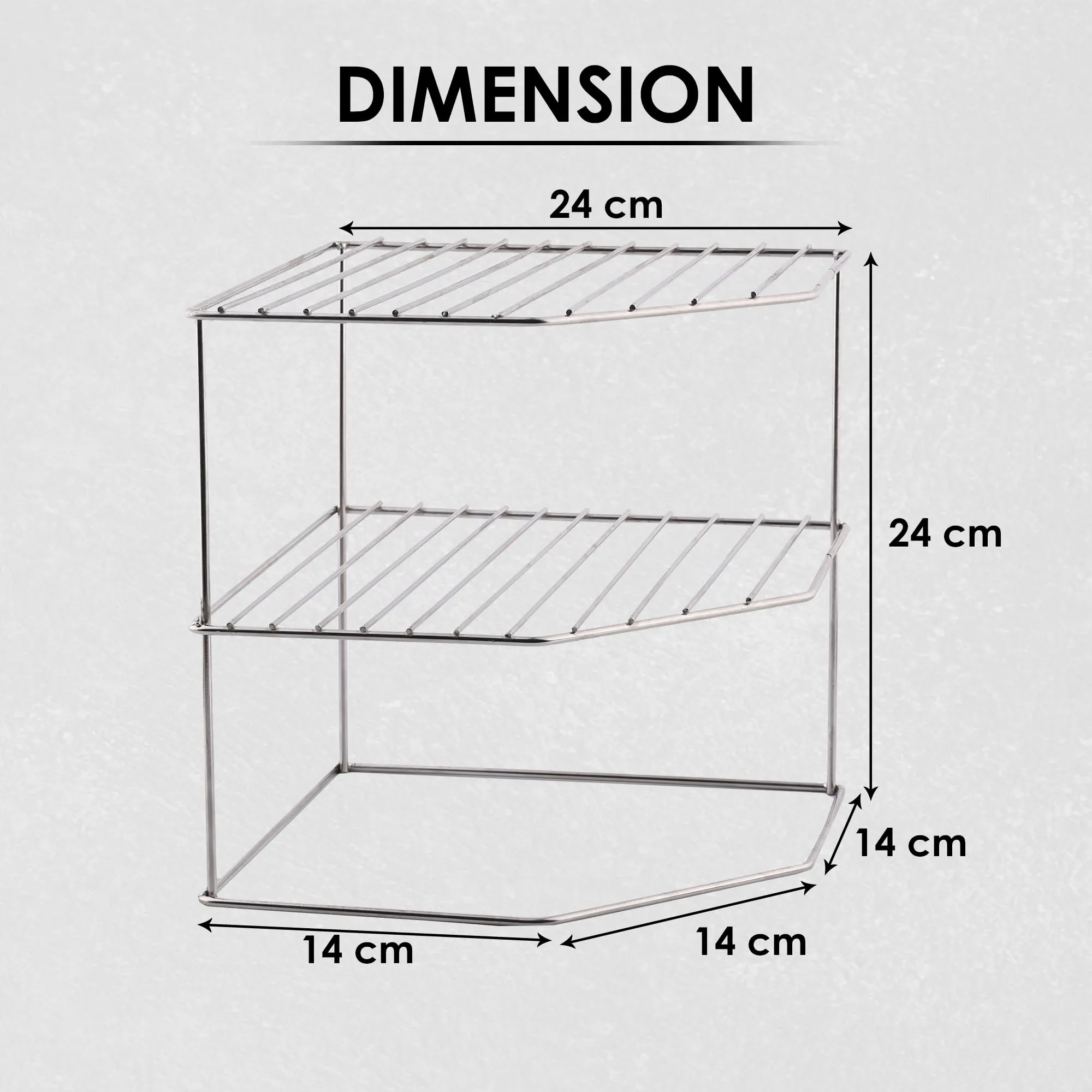 Kuber Industries 3-Layer Stainless Steel Corner Stand for Kitchen - Multipurpose Counter Top Spice Rack Trolley Organizer | Silver