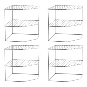 Kuber Industries (Set of 4) Multipurpose Counter Top Spice Rack Trolley Organizer 3-Layer Stainless Steel Corner Stand for Kitchen | Silver