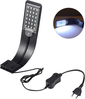 LEDGLE 10W LED Aquarium Light Lighting Compact Aquarium Light, IPX7 Waterproof, Aquatic Plant Light with Powerful Clip, White and Blue Light (Black)