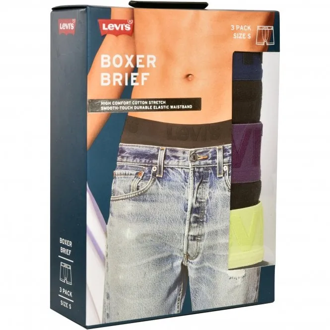 Levis -  3 Pack Boxers, Black/Purple/Yellow