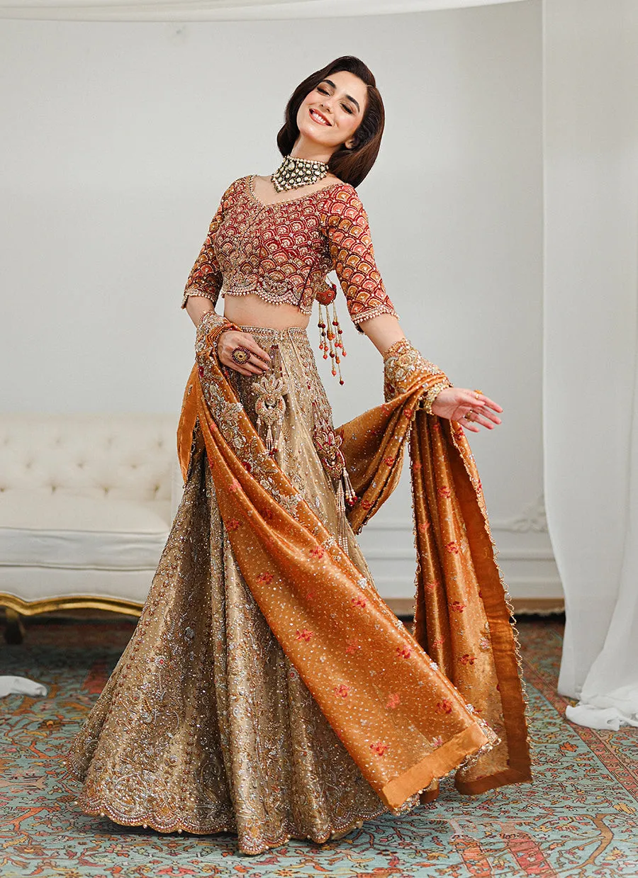 Lila Gold Lehnga Choli Bridal