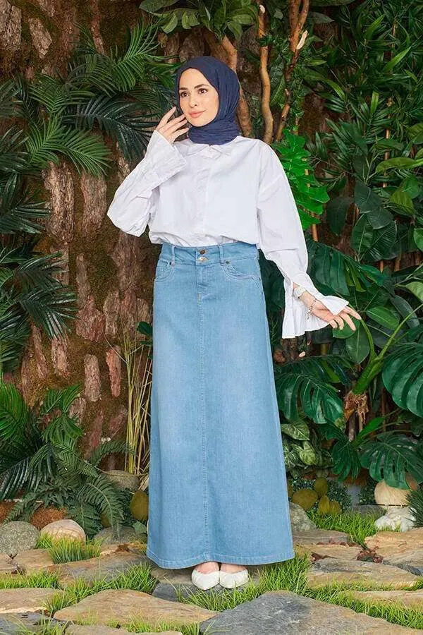 Long Button Front Denim Skirt - Perfect for Spring and Summer - Available in 3 Colors