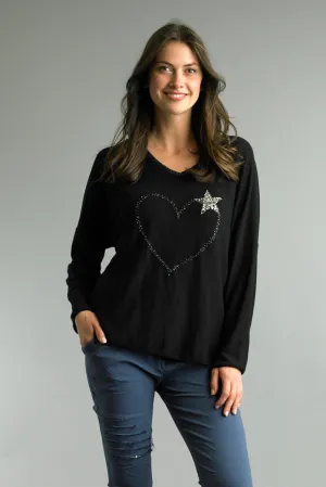 Long Sleeves Top With Heart & Star