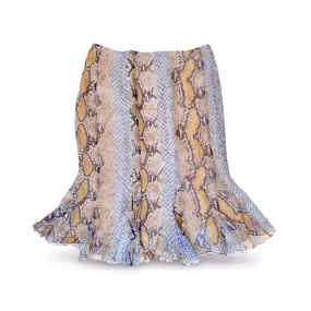 Luxury Italian designer 2000s snake print silk skirt