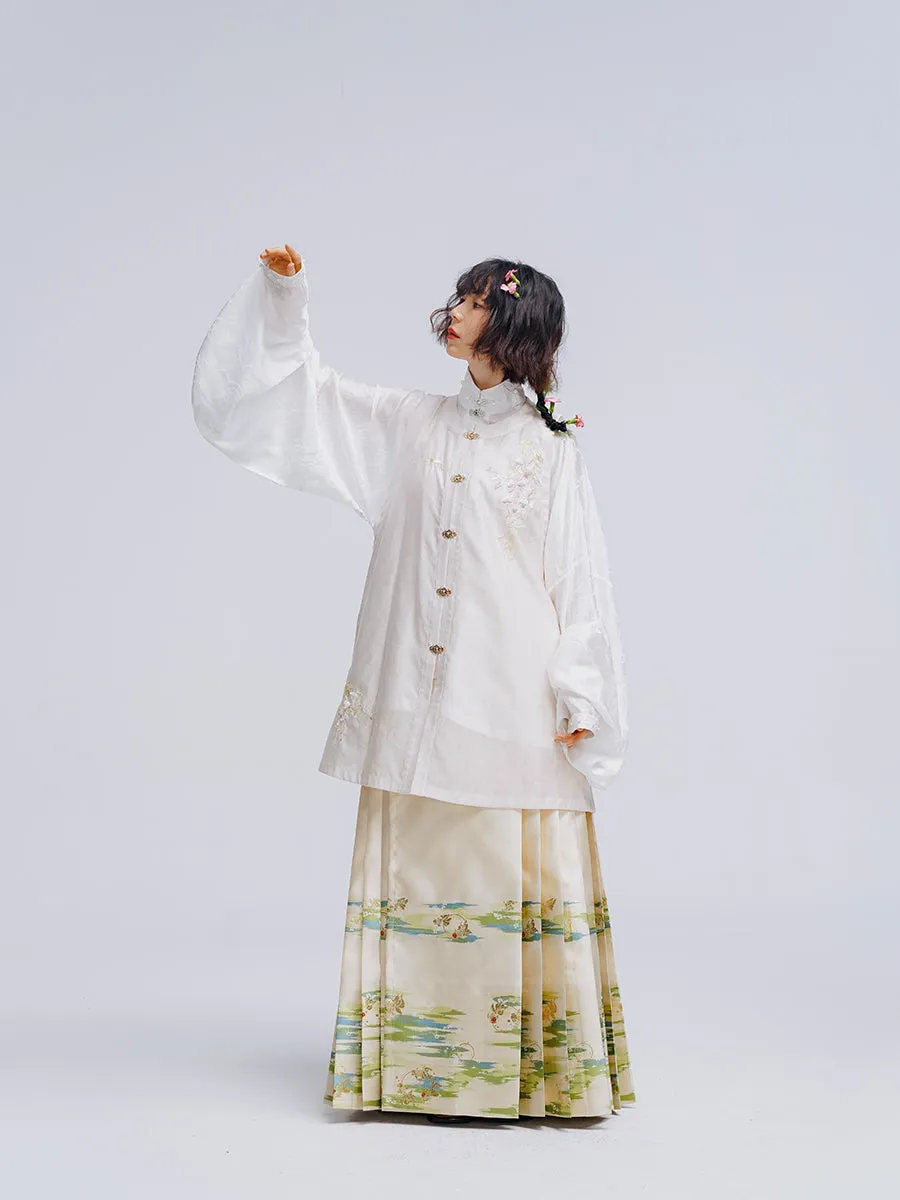 Man Man 慢慢 Modernized Middle Ming Bijia Vest & Mamian Skirt Set