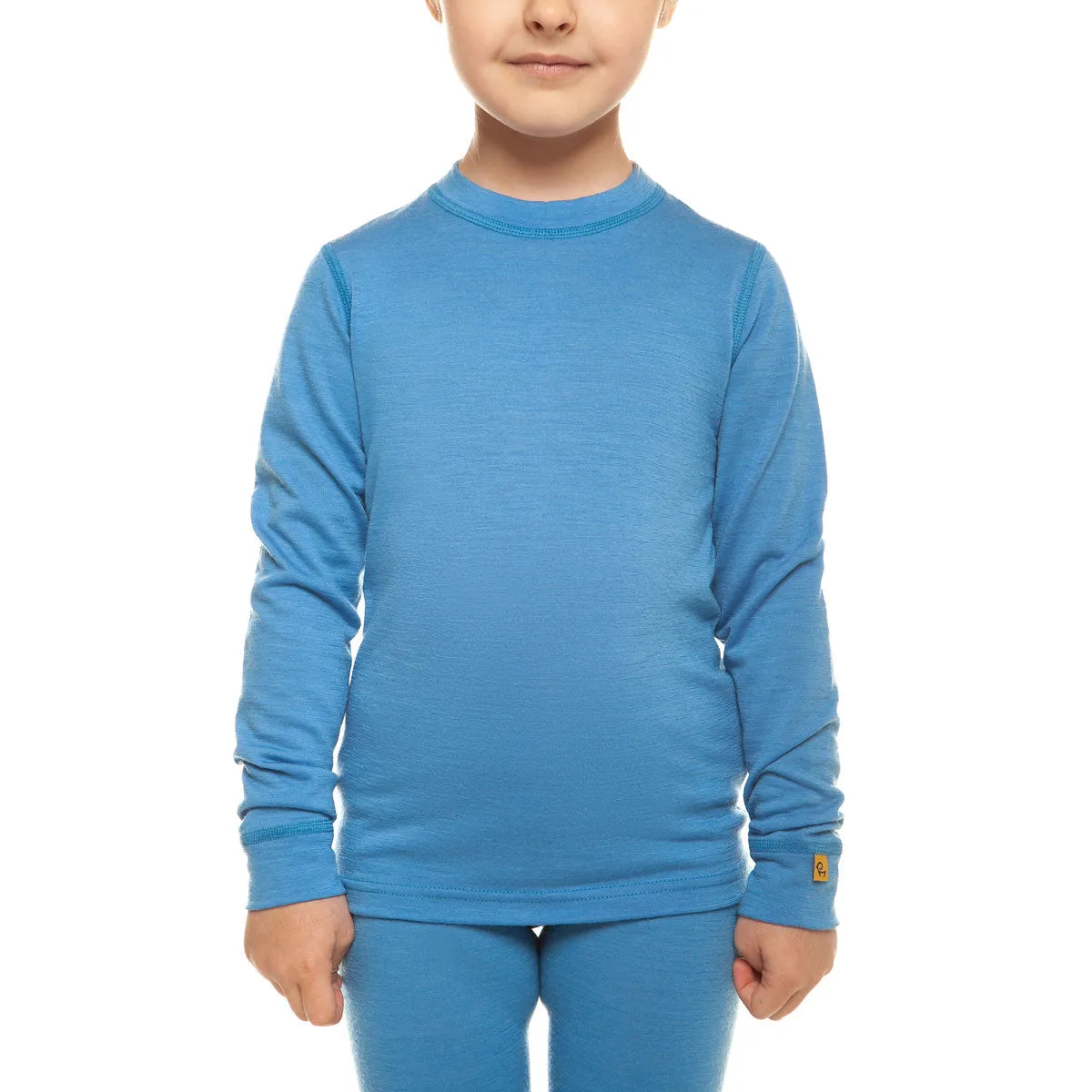 MENIQUE Long Sleeve Crew 100% Merino Wool Kids Shirt Denim