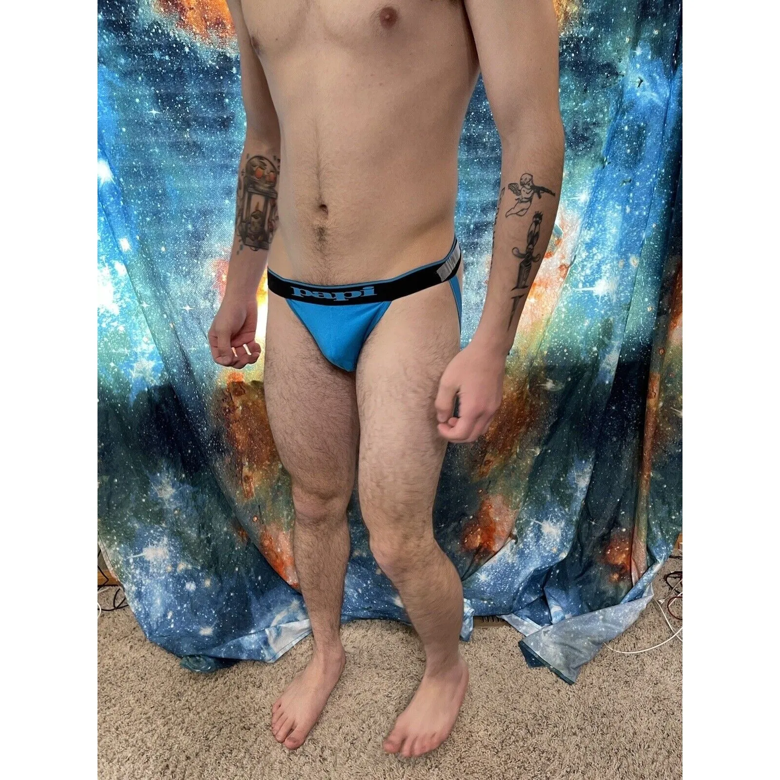 Men's Aqua blue papi jock jockstrap small