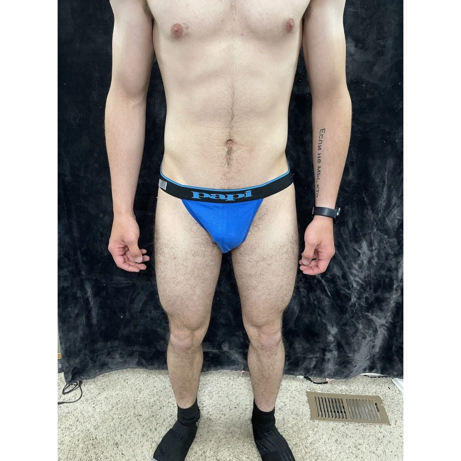 Men's Blue  Pouch Papi Jockstrap Jock  New And unworn Blue And Black Band small