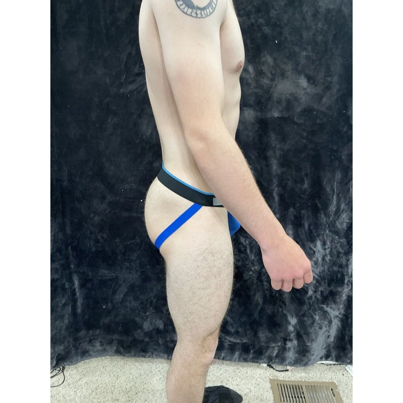 Men's Blue  Pouch Papi Jockstrap Jock  New And unworn Blue And Black Band small