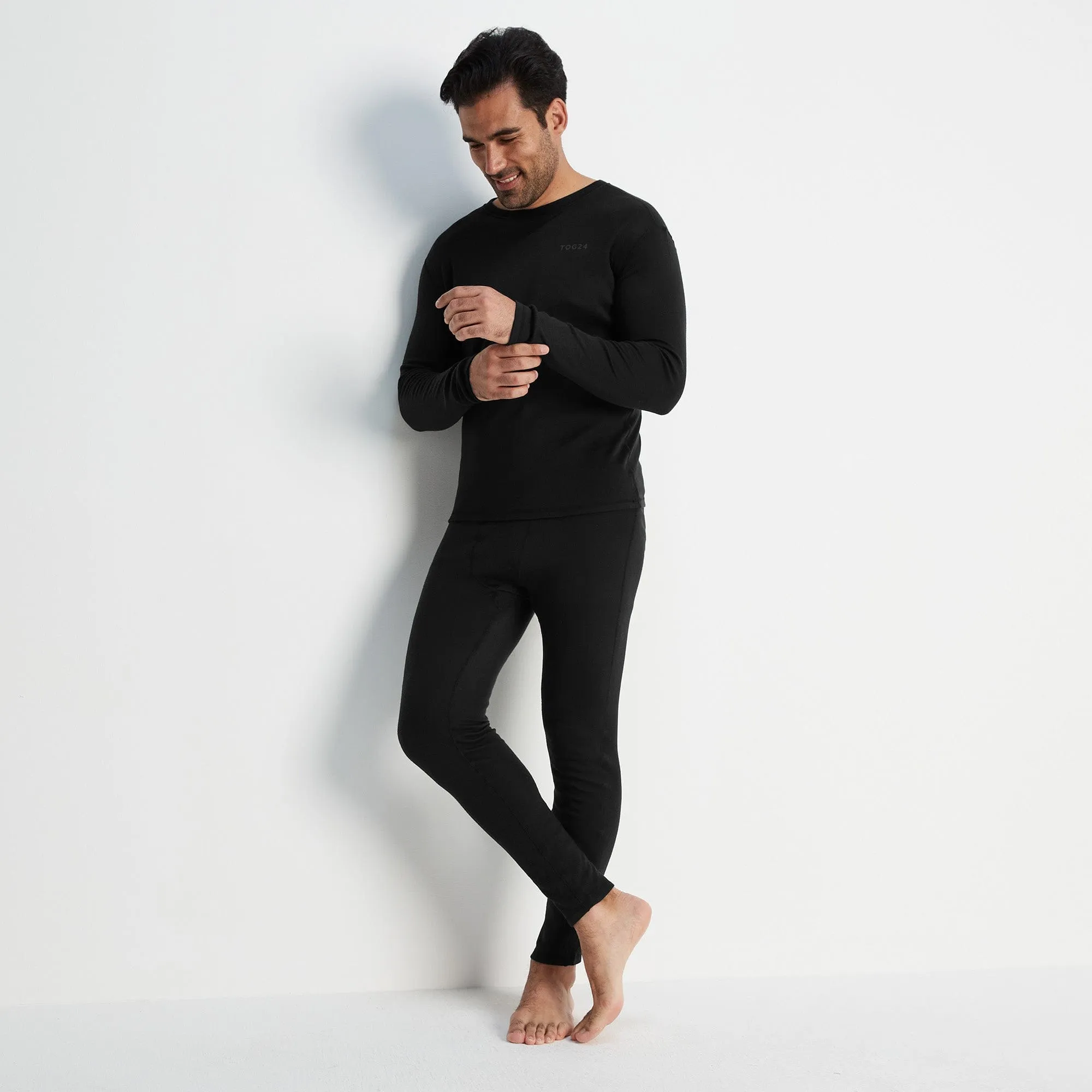 Meru Mens Cashmere Touch Base Layer Set - Black