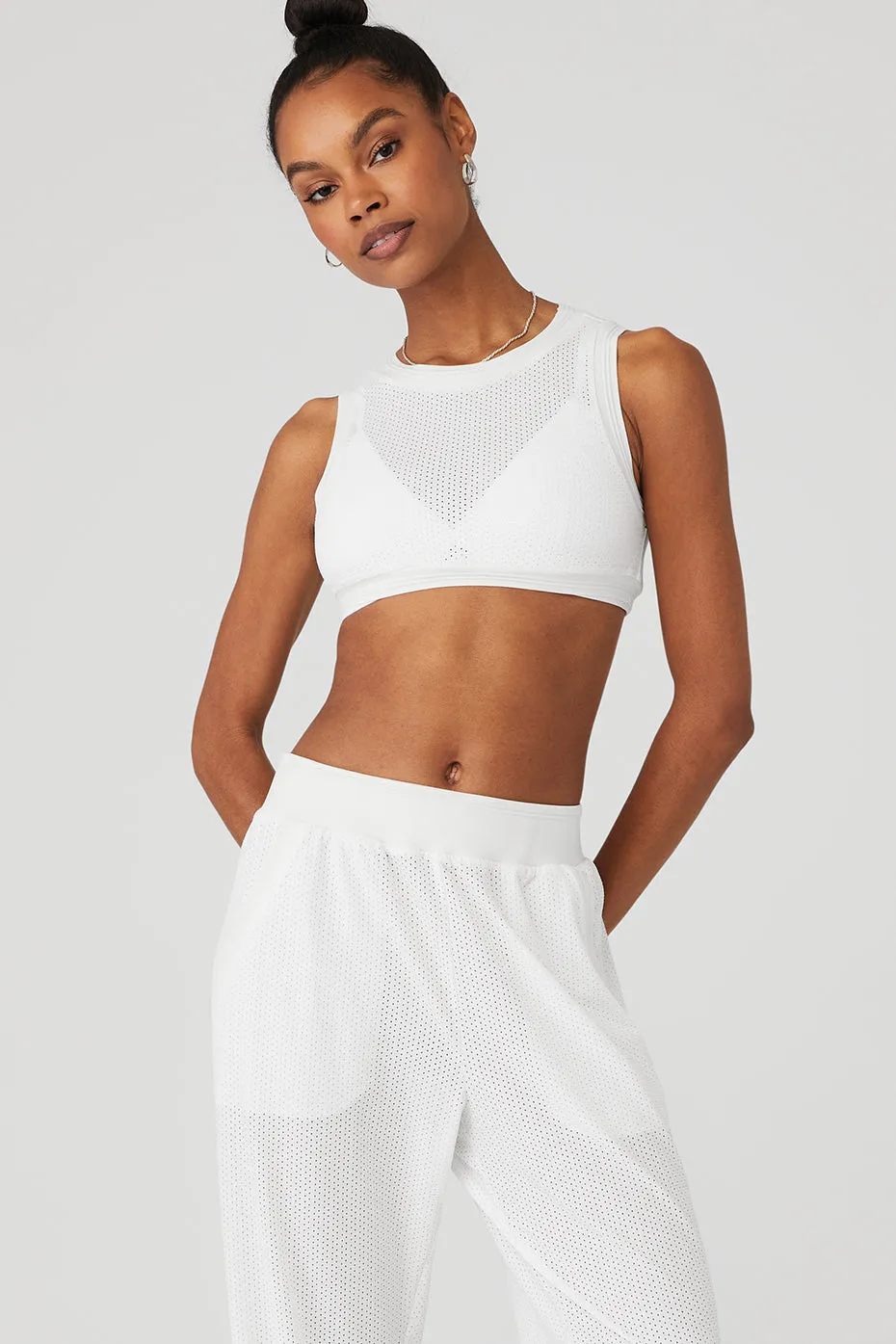 Mesh All-Star Bra Tank - White