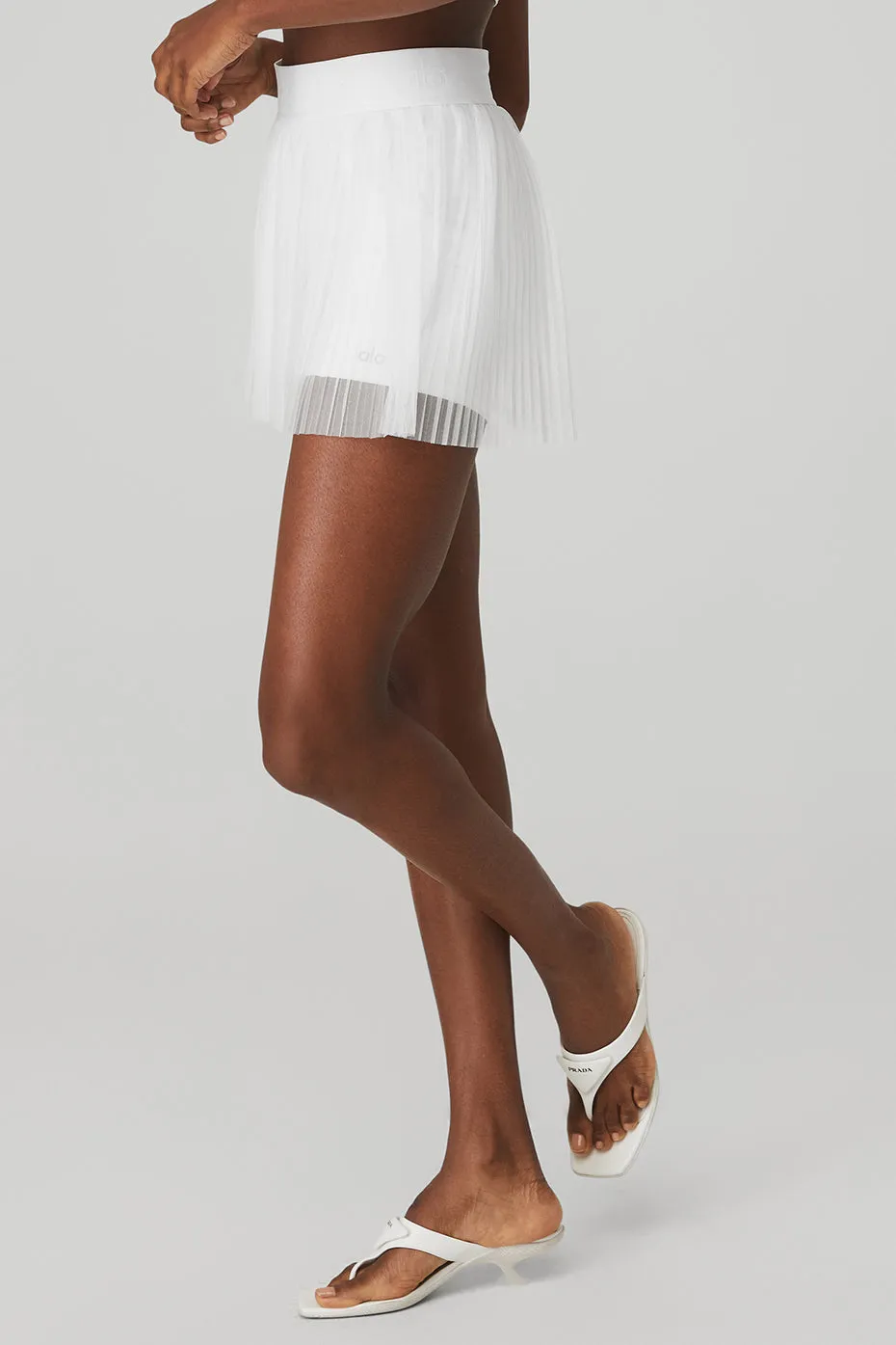 Mesh Flirty Tennis Skirt - White