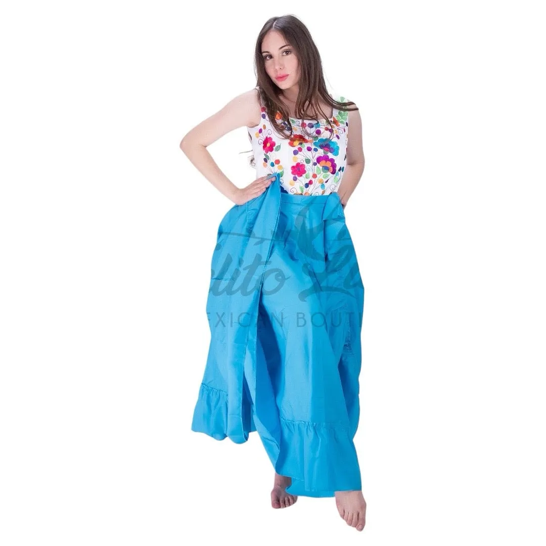 Mexican Folklorico Blue Solid Skirt