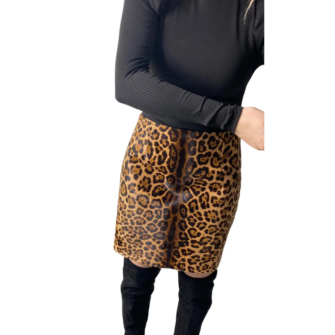 MICHAEL KORS Leopard Print Skirt Brown SIZE M