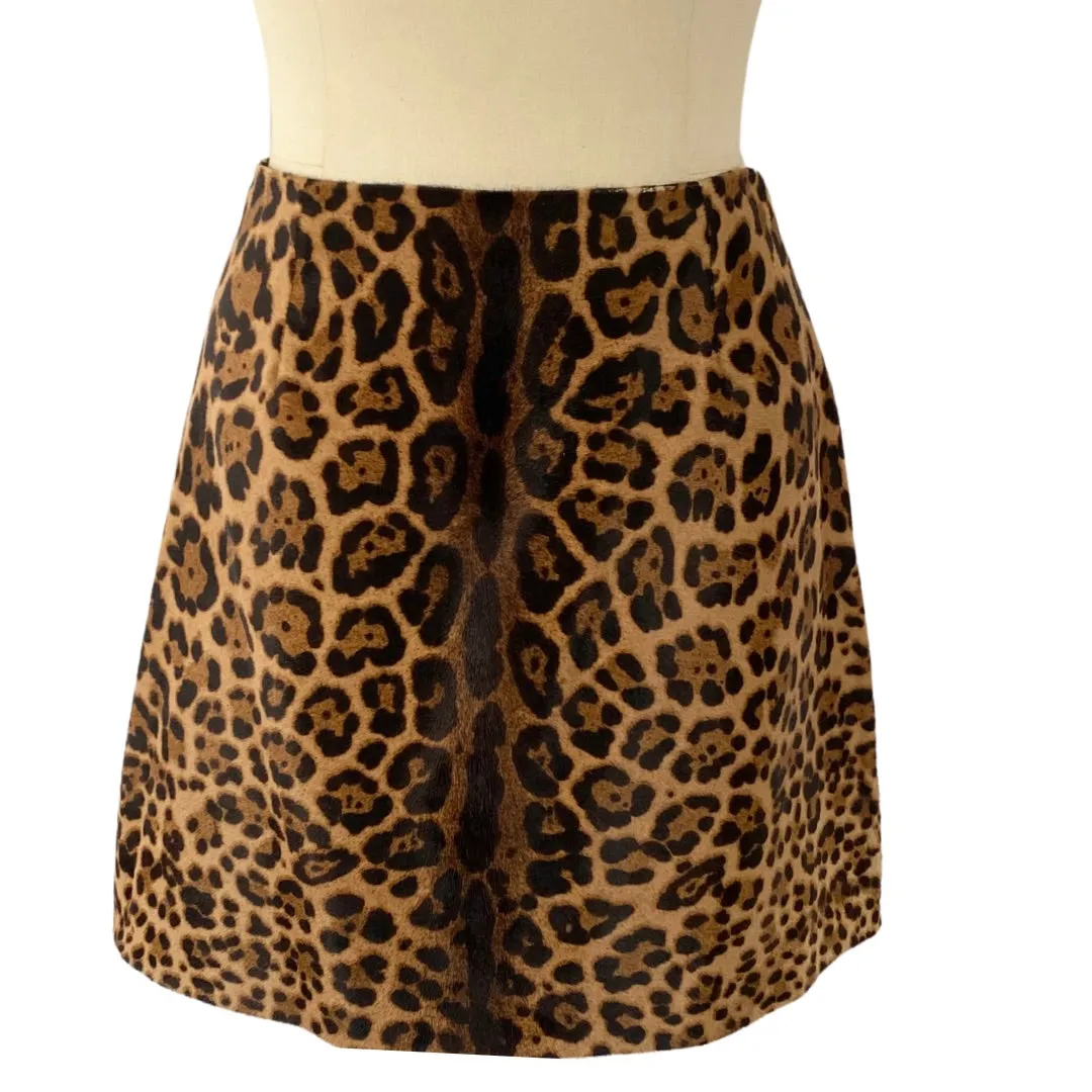 MICHAEL KORS Leopard Print Skirt Brown SIZE M