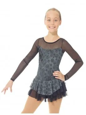 Mondor Figure Skating Dress Grey Gliter Swirls 669 Youth & Adult