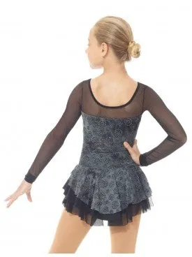 Mondor Figure Skating Dress Grey Gliter Swirls 669 Youth & Adult