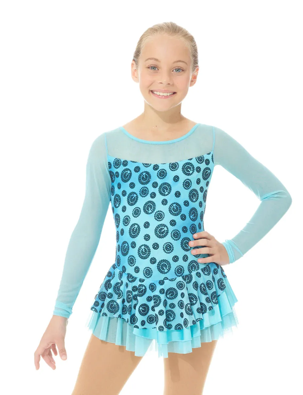 Mondor Figure Skating Dress Turquoise  Swirls 669 Youth & Adult