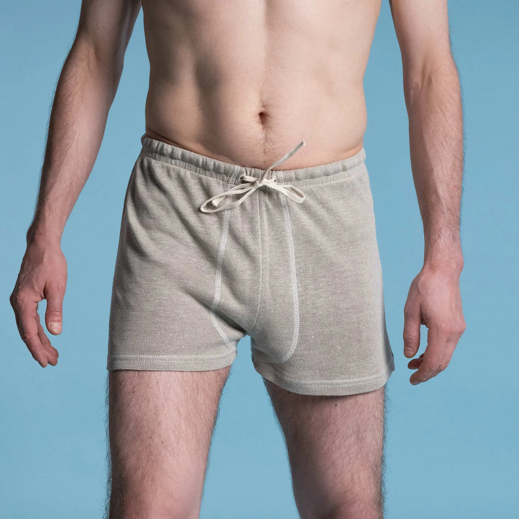 MOZART 100% Organic Linen Knit Boxers (OC Thread, No Polyester, No Nylon, No Synthetics) (Organic Elastic Option, 100% Biodegradable)