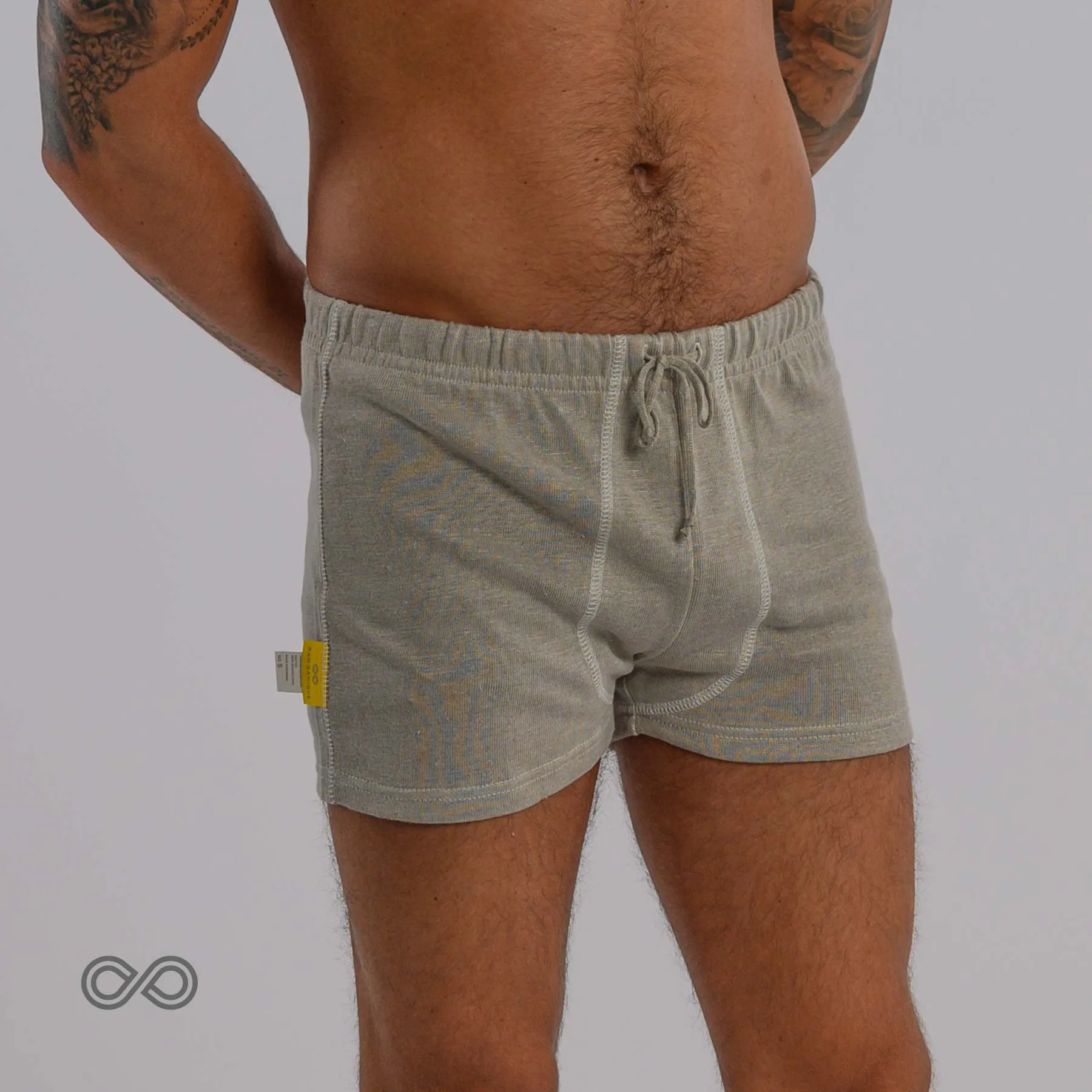 MOZART 100% Organic Linen Knit Boxers (OC Thread, No Polyester, No Nylon, No Synthetics) (Organic Elastic Option, 100% Biodegradable)