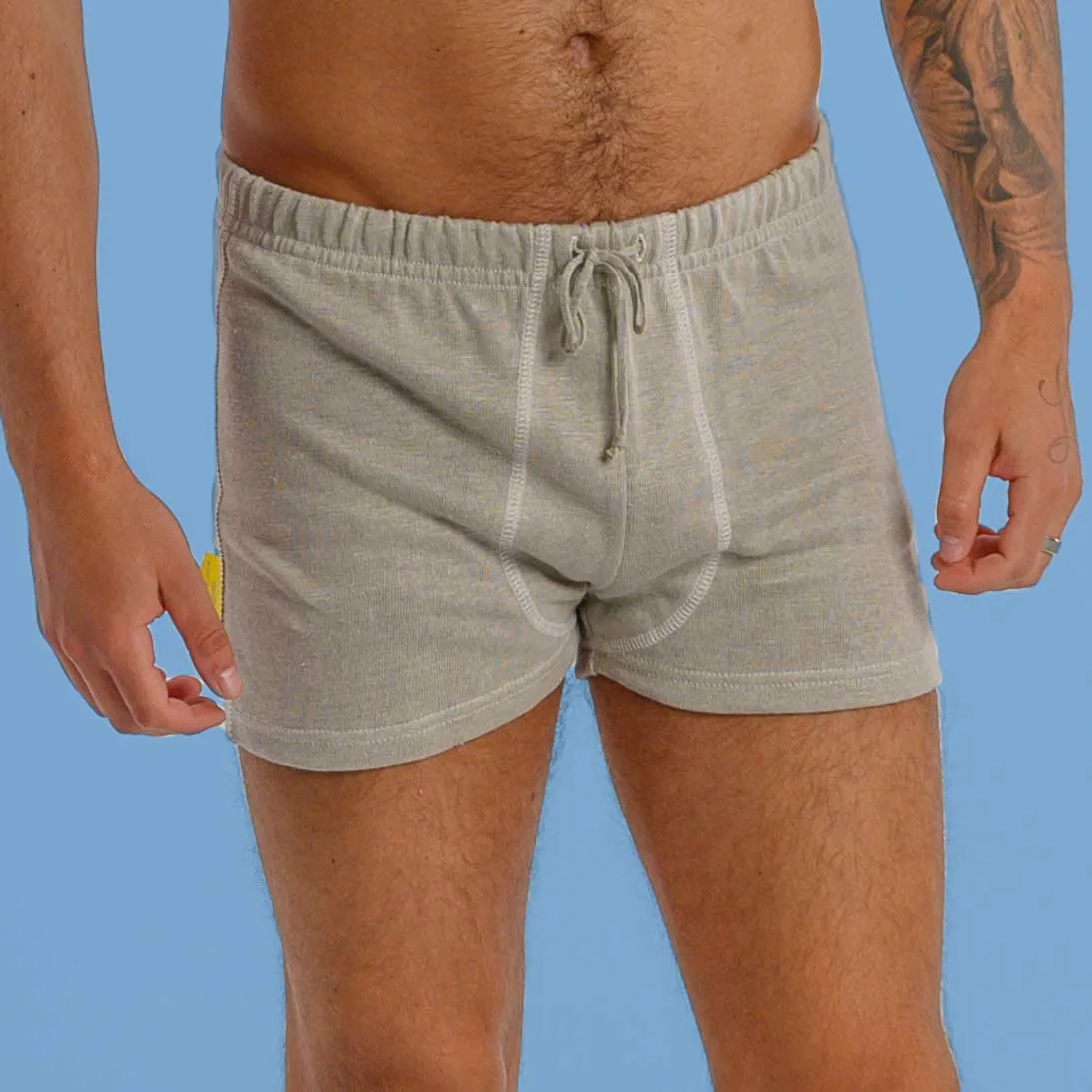 MOZART 100% Organic Linen Knit Boxers (OC Thread, No Polyester, No Nylon, No Synthetics) (Organic Elastic Option, 100% Biodegradable)