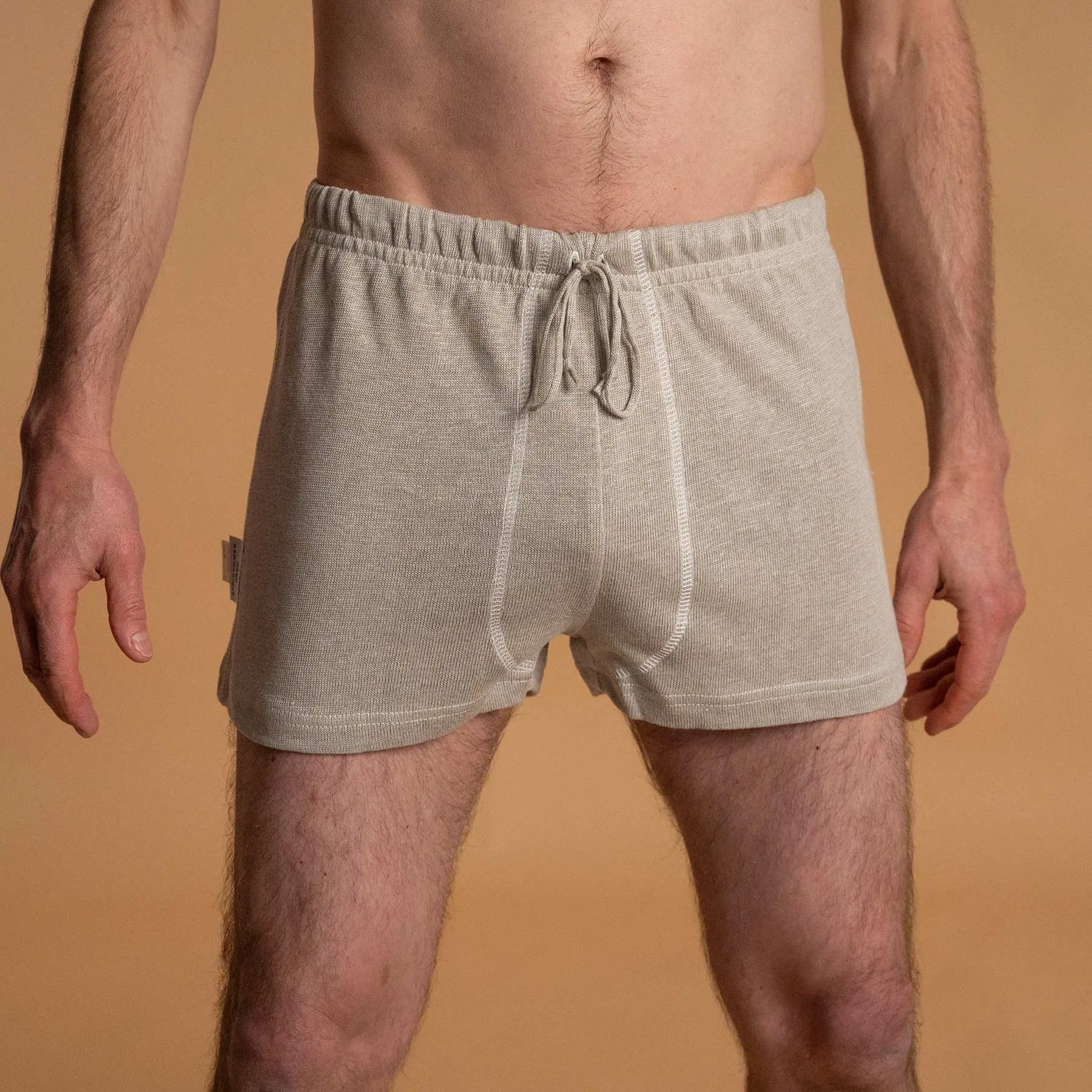 MOZART 100% Organic Linen Knit Boxers (OC Thread, No Polyester, No Nylon, No Synthetics) (Organic Elastic Option, 100% Biodegradable)