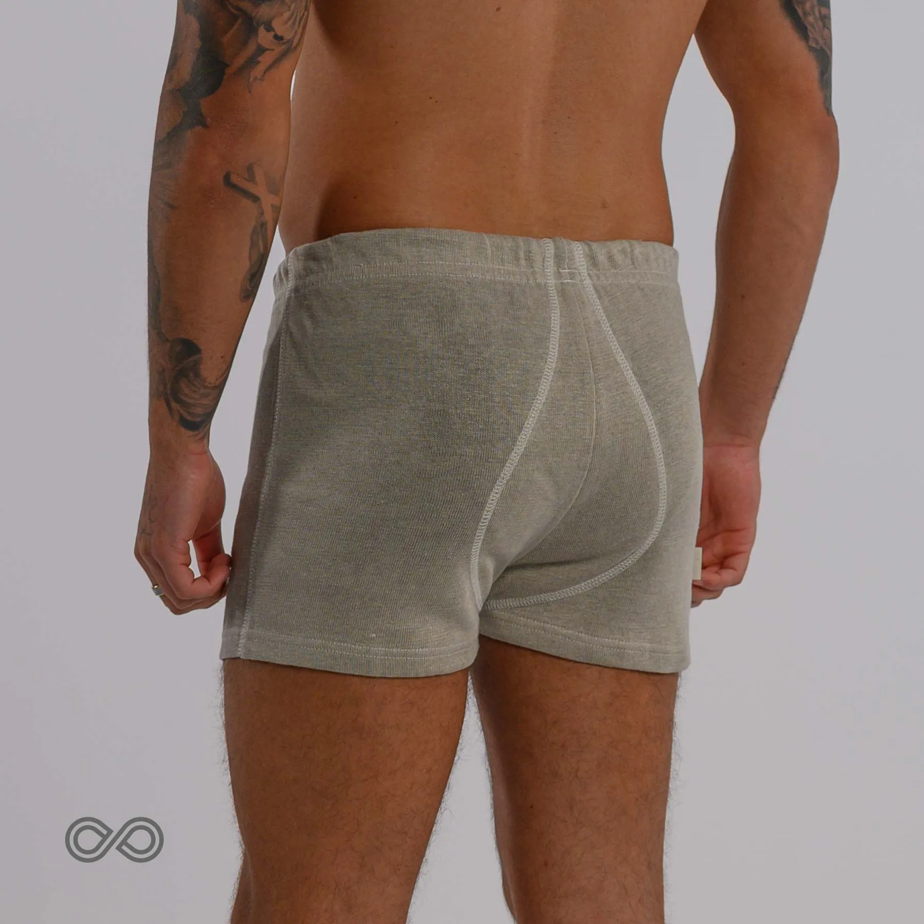 MOZART 100% Organic Linen Knit Boxers (OC Thread, No Polyester, No Nylon, No Synthetics) (Organic Elastic Option, 100% Biodegradable)