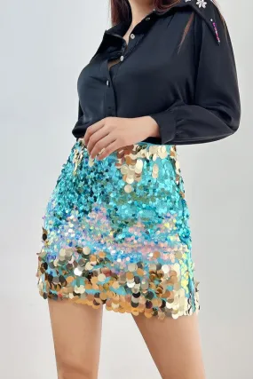 Multi Color Sequin Mini Skirt (C16)