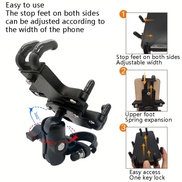 N-STAR NJN001 Motorcycle Bicycle Compatible Mobile Phone Bracket Aluminum Accessories Riding Equipment(With Expansion Head)